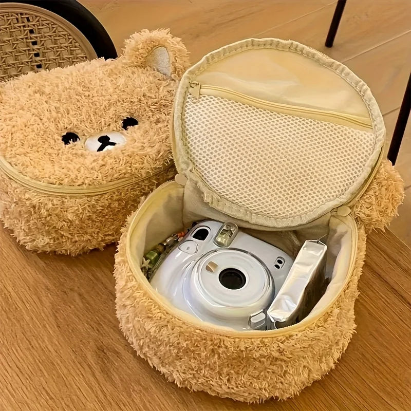 Cute Teddy Bear Makeup Bag | Portable Manga Laundry Storage Bag, Perfect Birthday Gift For Girls, Cute Storage & Toiletries Orga Peaceful Pleasures Health and Wellness No Compartments