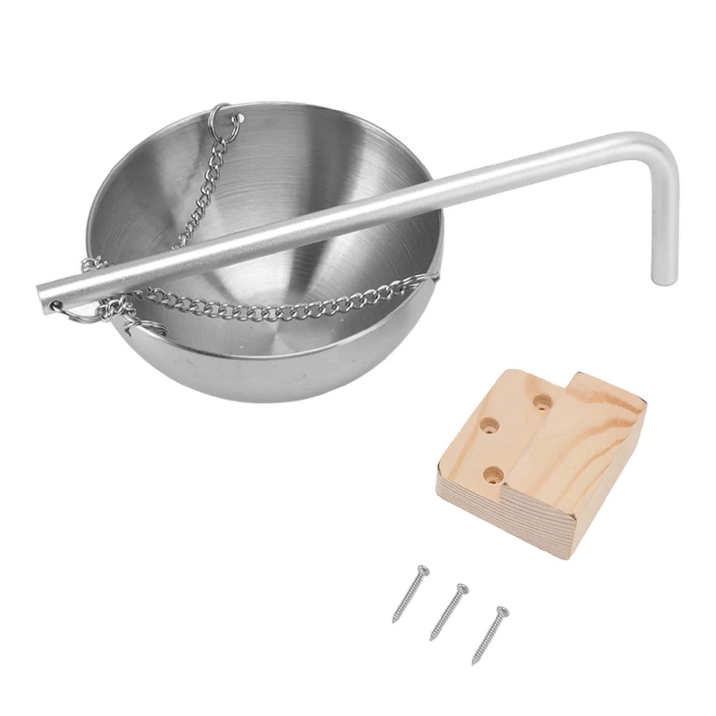 Sauna Essential Oil Bowl Stainless Steel Easy To Use Glossy Hanging Sauna Oil Cup Swingable with Wooden Block for Relaxing Peaceful Pleasures Health and Wellness small