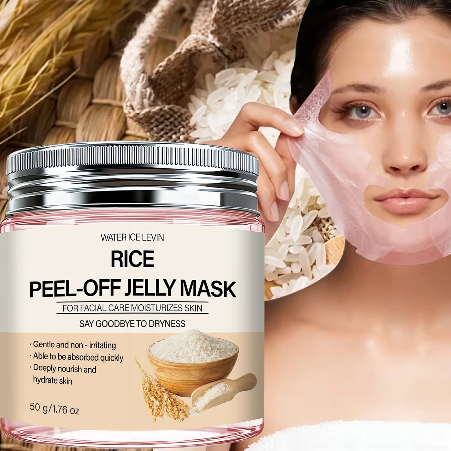 Rice Peel-Off Jelly Mask | Collagen & Hyaluronic Acid, 50g