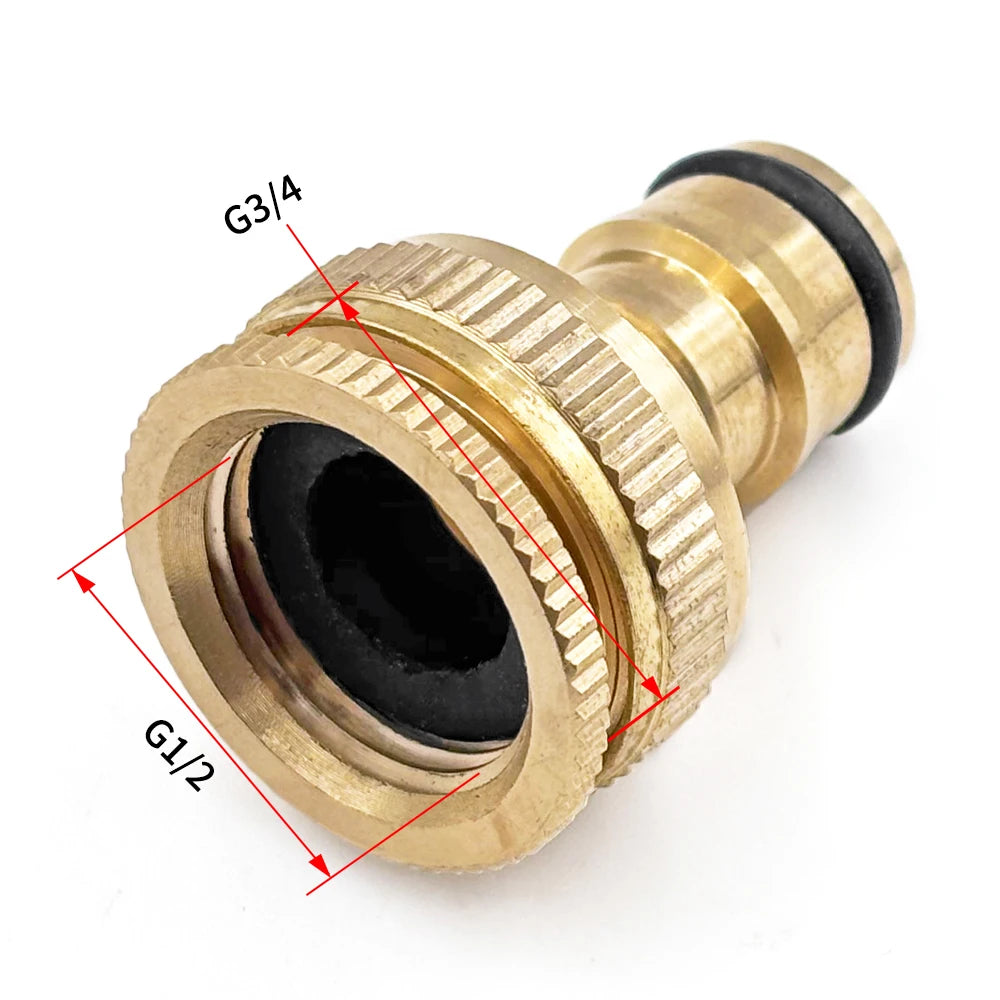 Brass Faucet Tap Connector Mixer Hose Adaptor Quick Connecter 1/2 3/4 Copper Hose Coupling Adapter Garden Watering Fittings Tool Peaceful Pleasures Health and Wellness