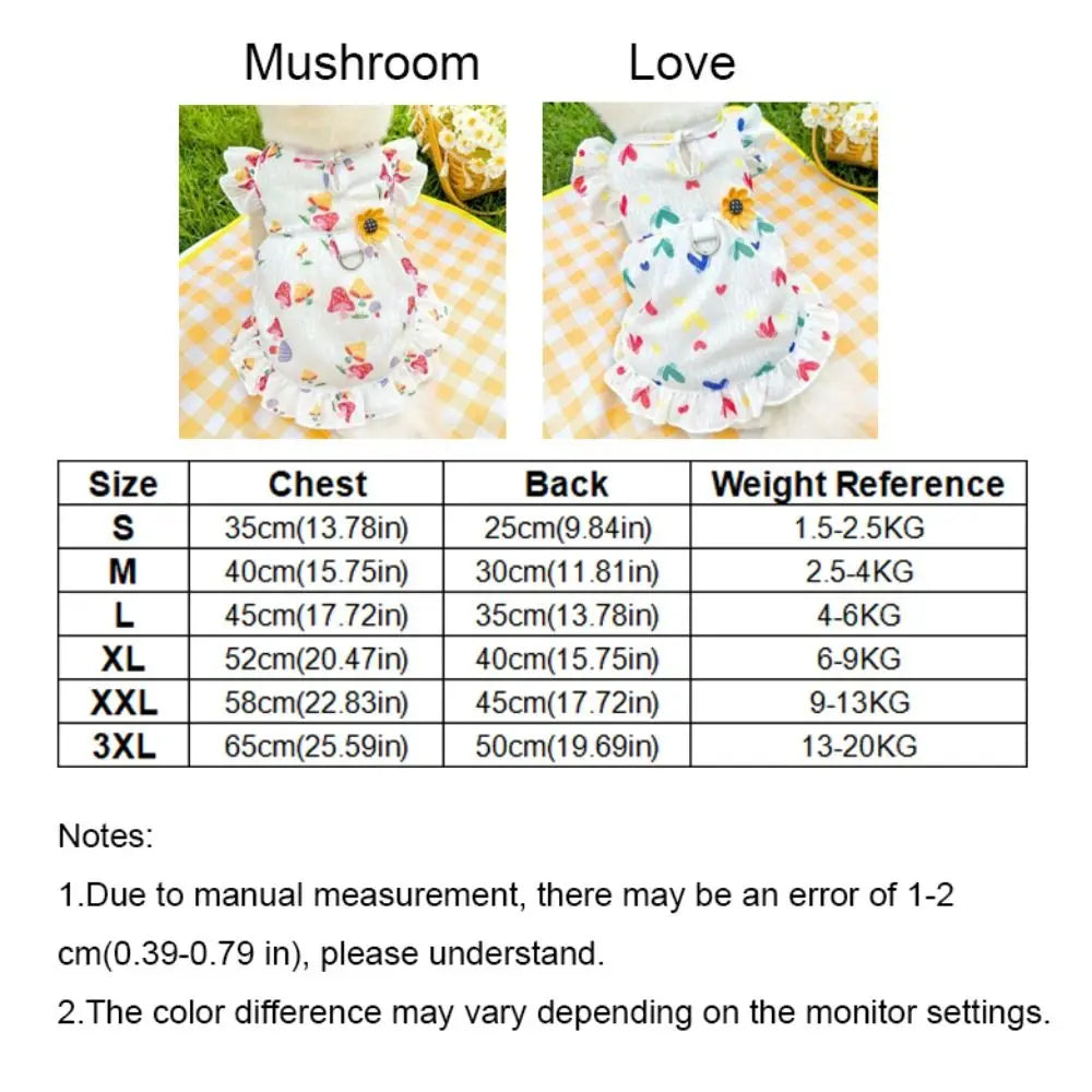 Dog Princess Dress | Mushroom Print Flutter Sleeve Summer Skirt