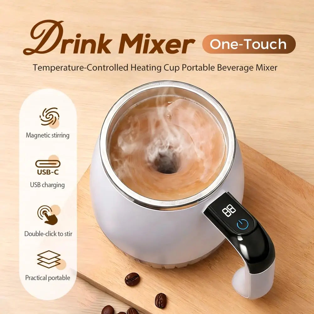 Self-Stirring Mug 6500 RPM | LCD Temp Display, USB-C