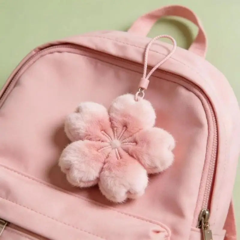 Cherry Blossom Kawaii Plush Keychain | Cute Bag Charm Pendant