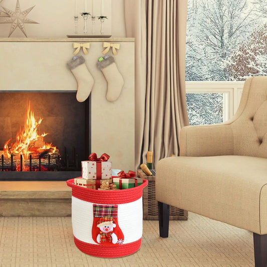 Christmas Baskets Empty Laundry Rope Basket For Christmas Decorative Laundry Bin For Women Kids Holiday Birthday Easter Peaceful Pleasures Health and Wellness