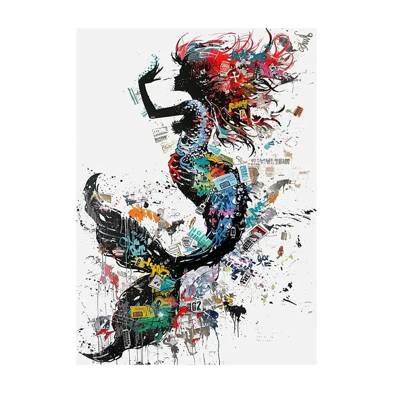 Abstract Graffiti Canvas Wall Art | Colorful Surreal Print
