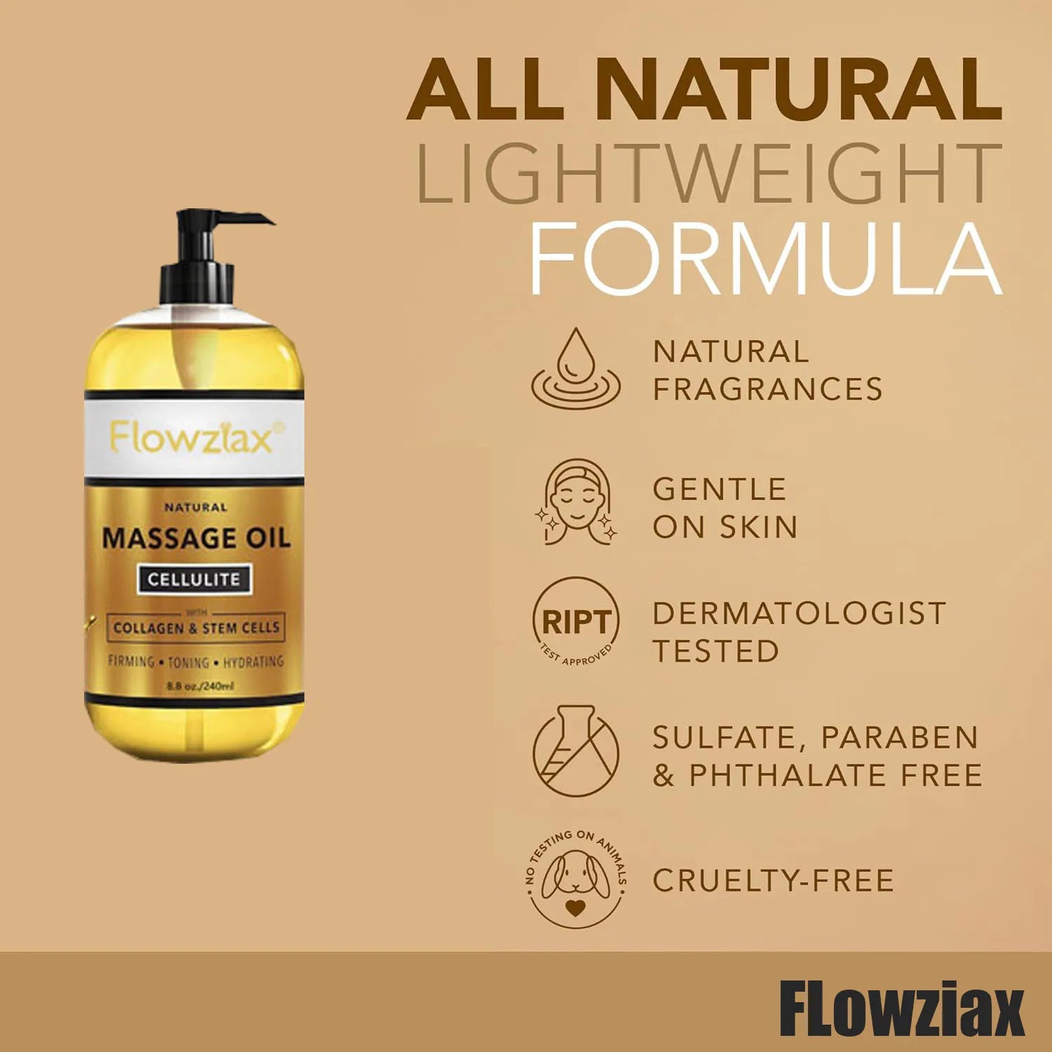 Anti Cellulite Massage Oil – Lymphatic Drainage & Firming Body Oil with Collagen & Stem Cells Toning & Hydrating, Lightweight Peaceful Pleasures Health and Wellness
