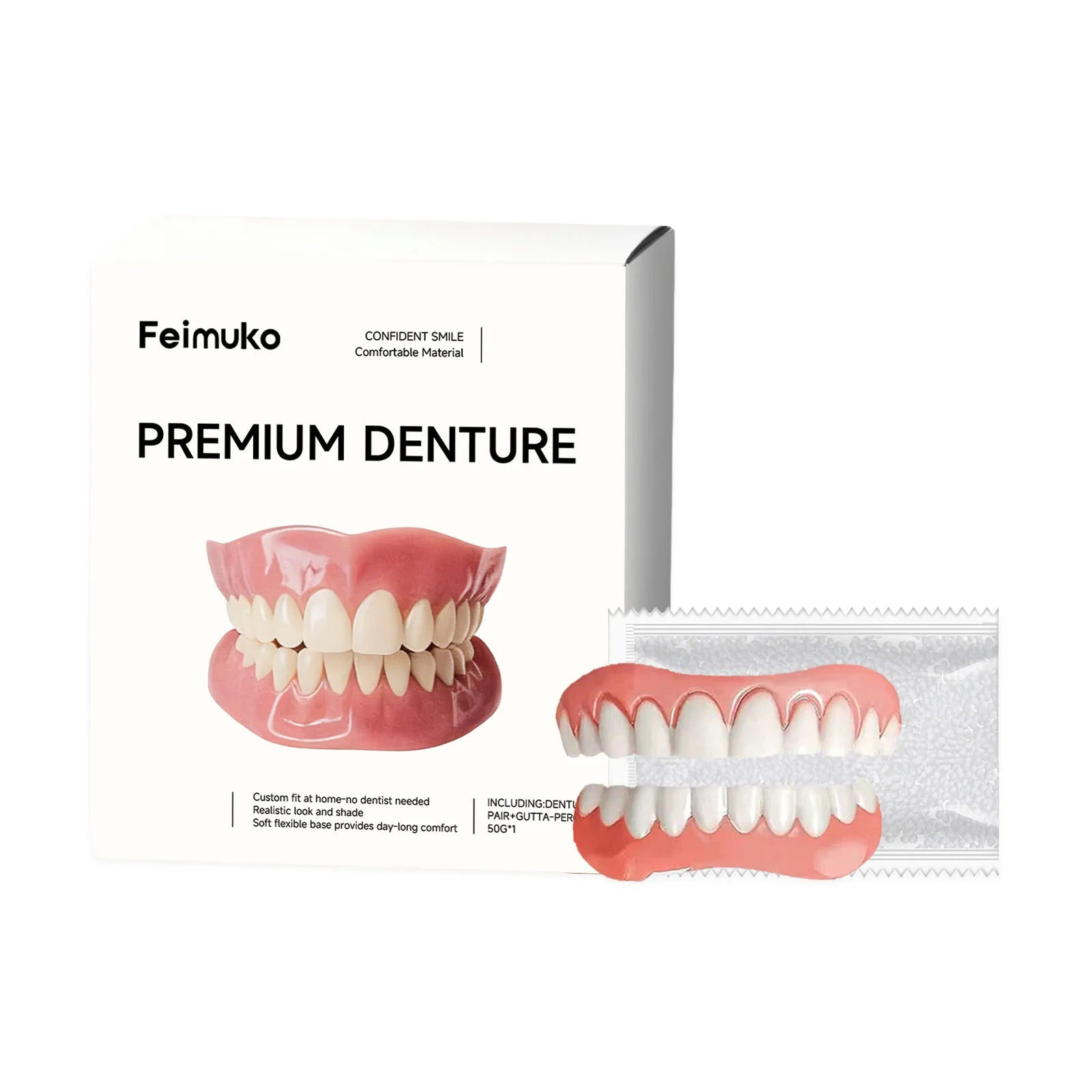 Adult Adjustable Dentures Teeth Set Adjustable Snap-on Fake Teeth Comfort Natural Fit Portable Braces Easy Clean Use Adhesives Peaceful Pleasures Health and Wellness Denture set
