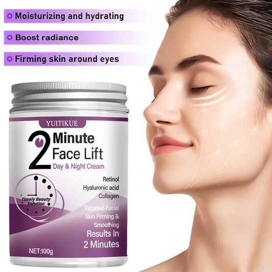 YUITIKUE 2 Minute Face Lift Cream 100g - Retinol & Collagen, Instant Firming & Smoothing, Day & Night Moisturizer, Fast Results Peaceful Pleasures Health and Wellness Default Title