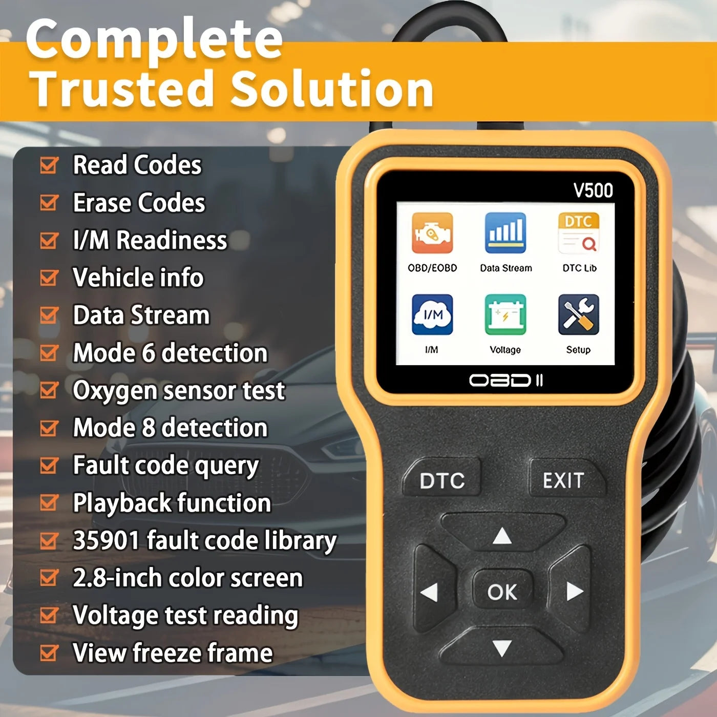 OBD2 Diagnostic Tool – Fault Code Reader & Voltage Tester V500 Peaceful Pleasures Health and Wellness