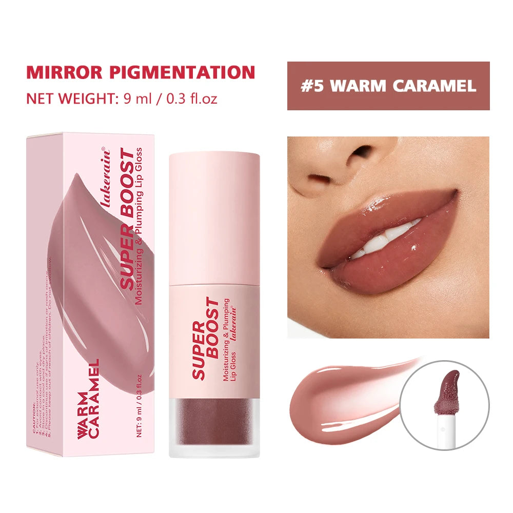 Lakerain Moisturizing Plumping Lip Gloss – Mirror Shine, 9 Shades Lip Gloss Peaceful Pleasures Health and Wellness 5Warm Caramel