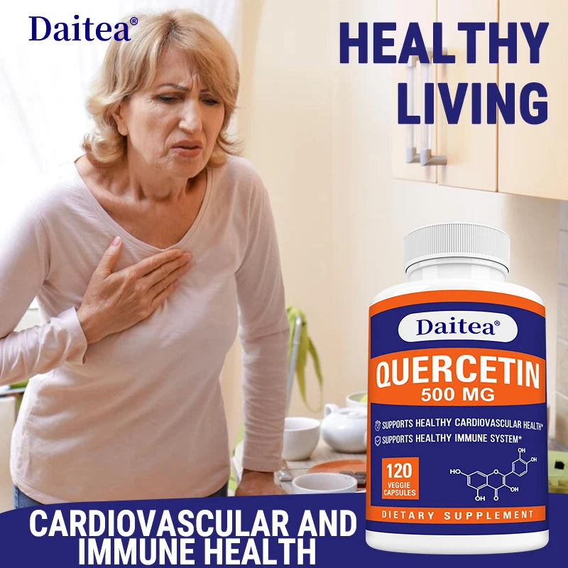 Daitea Quercetin 500mg 120 Veggie Capsules Supplement - Non-GMO - Gluten Free - Supports Overall Health & Well Being Peaceful Pleasures Health and Wellness