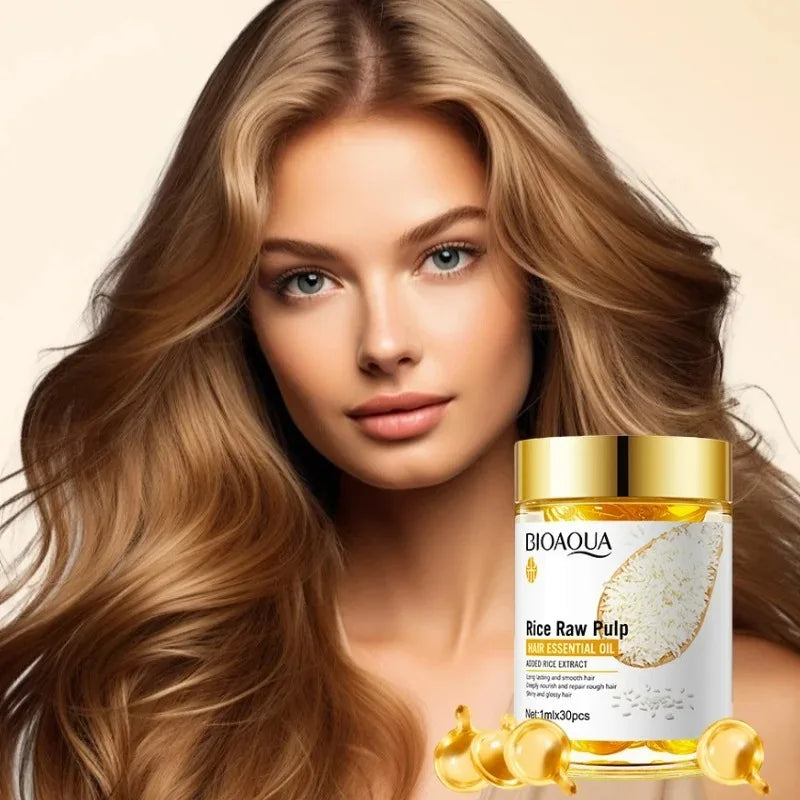 SADOER Rice Puree Hair Oil Capsules – 30 Capsules | Frizz Control