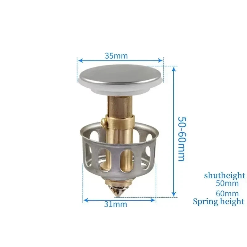 2026 Metal Basin Drain Valve Pop-Up Drainer Bathtub Strainer Plug with Hair Catcher - Waste Stopper Bathroom Accessory Peaceful Pleasures Health and Wellness