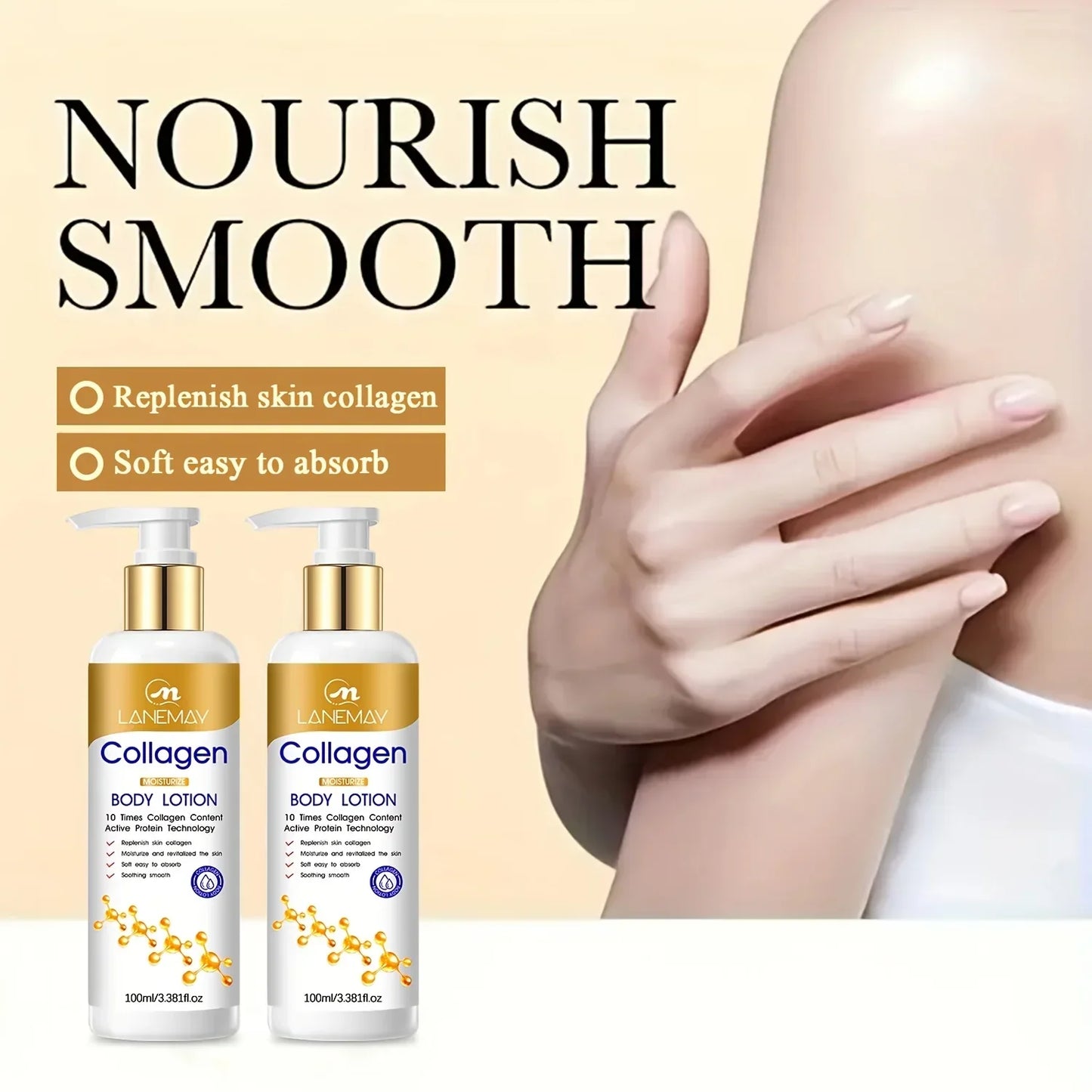 Lanemay Collagen Body Lotion – Hyaluronic Acid, Lightweight