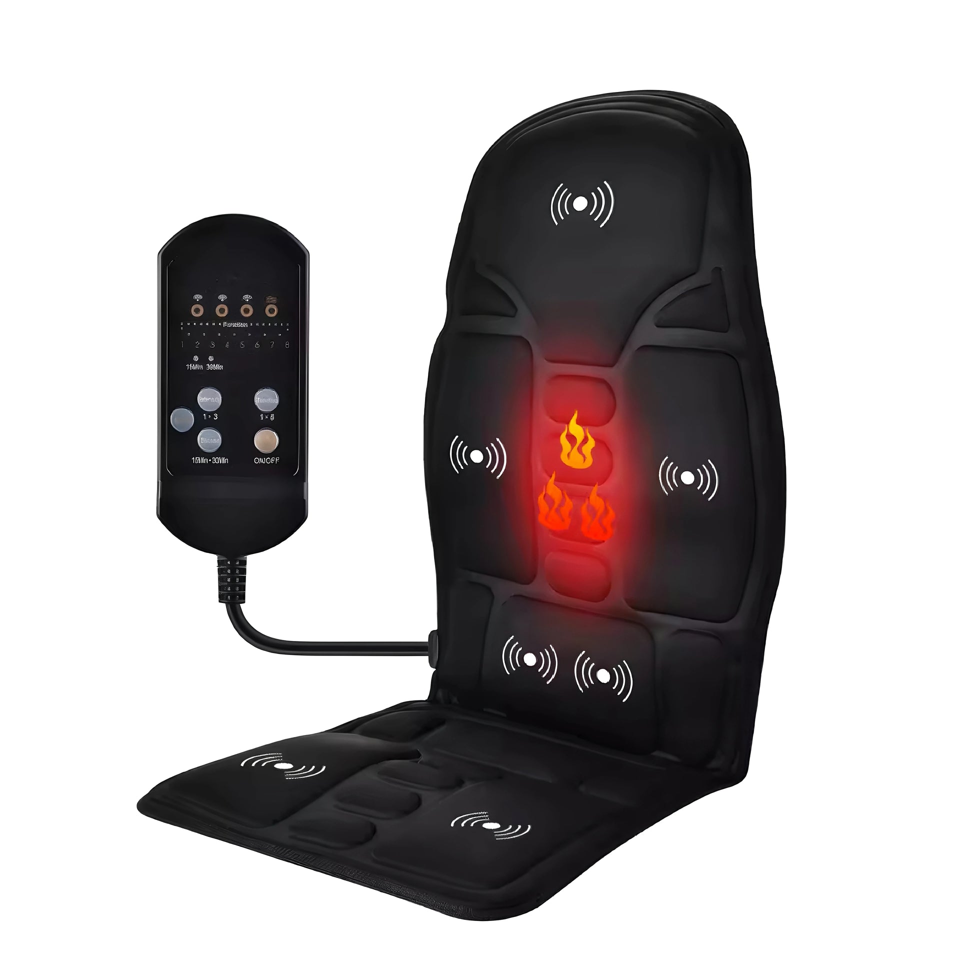 Multifunctional Car Heating Massage Cushion - Electric Massager for Neck Cervical & Lumbar Spine Full-Body Comfort Seat Pad Peaceful Pleasures Health and Wellness Black EU Plug