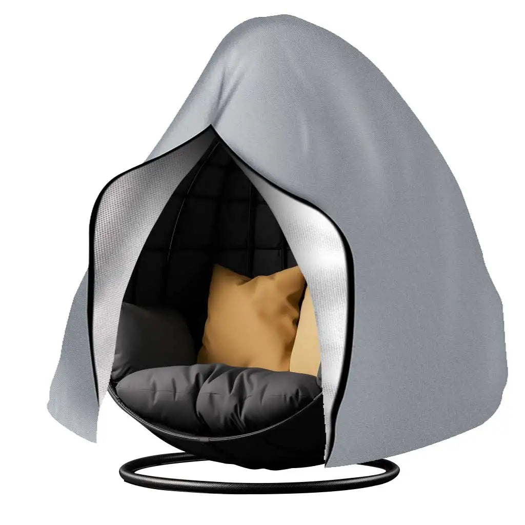 Waterproof Patio Hanging Chair Cover Egg Swing Chair Cover with Zipper Outdoor Windproof Heavy Duty Garden Furniture Protector Peaceful Pleasures Health and Wellness Grey 115x190CM