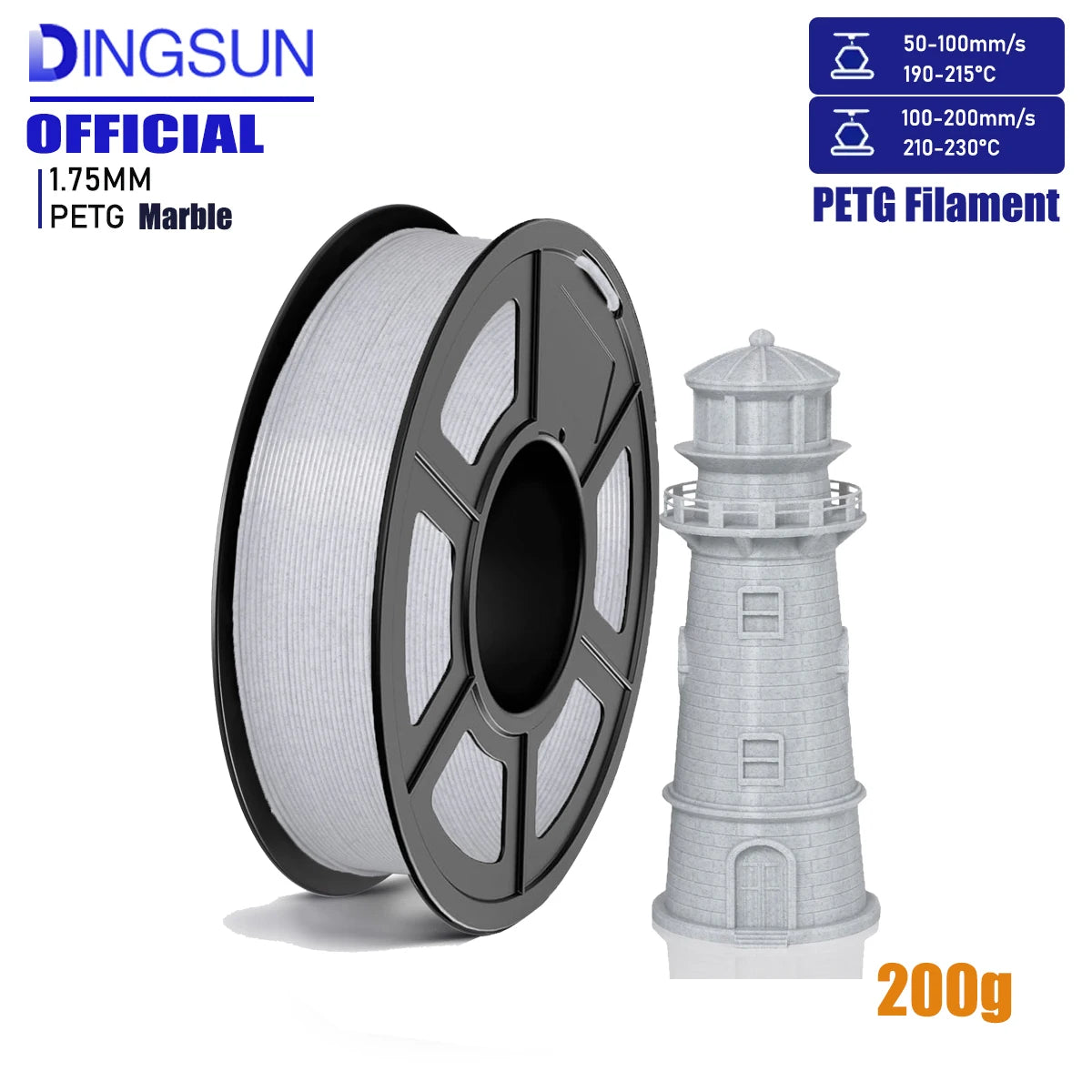 DINGSUN PETG Filament 1.75mm ±0.02mm Accuracy – FDM 3D Printer