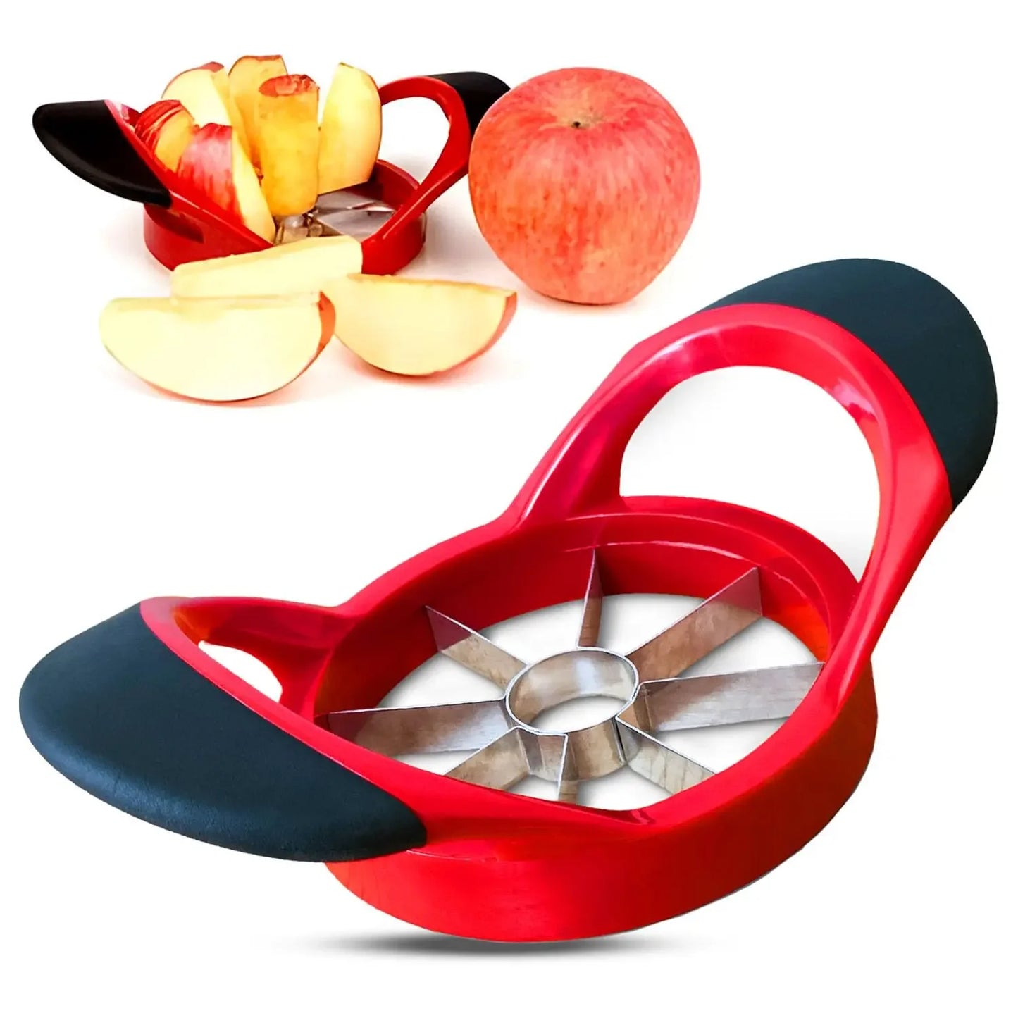 Stainless Steel Fast Apple Potato Onion & Vegetable Cutter Home Kitchen Tool for Core Removal Plastic Slicer Good kitchen helper Peaceful Pleasures Health and Wellness red-black