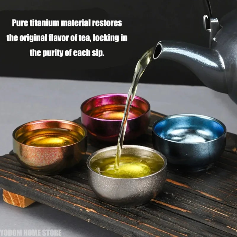 50ml Pure Titanium Tea Cup | Double-Layer Anti-Scald Camping Cup