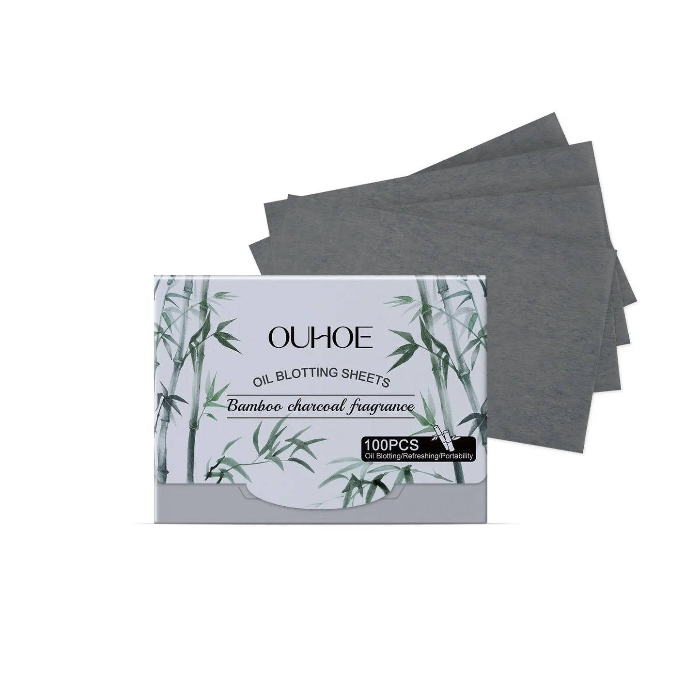 100pc Bamboo Charcoal Oil Blotting Sheets for Oily Skin