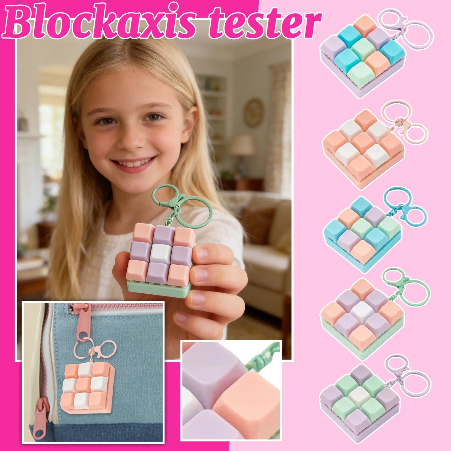 9-Key Fidget Keyboard Keychain Toy | Tactile Sensory Desk Toy Fidget Keychain Toy Peaceful Pleasures Health and Wellness