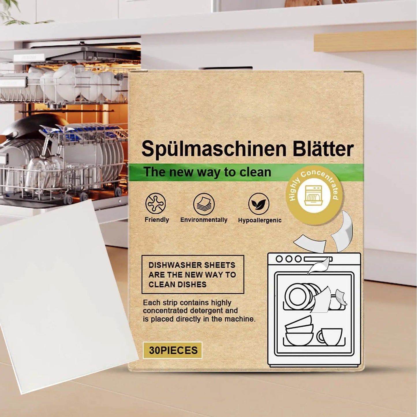 Natural Dishwasher Cleaning Sheets 30-Pack | Eco Strip Pods Alt Dishwasher Cleaning Sheets Peaceful Pleasures Health and Wellness