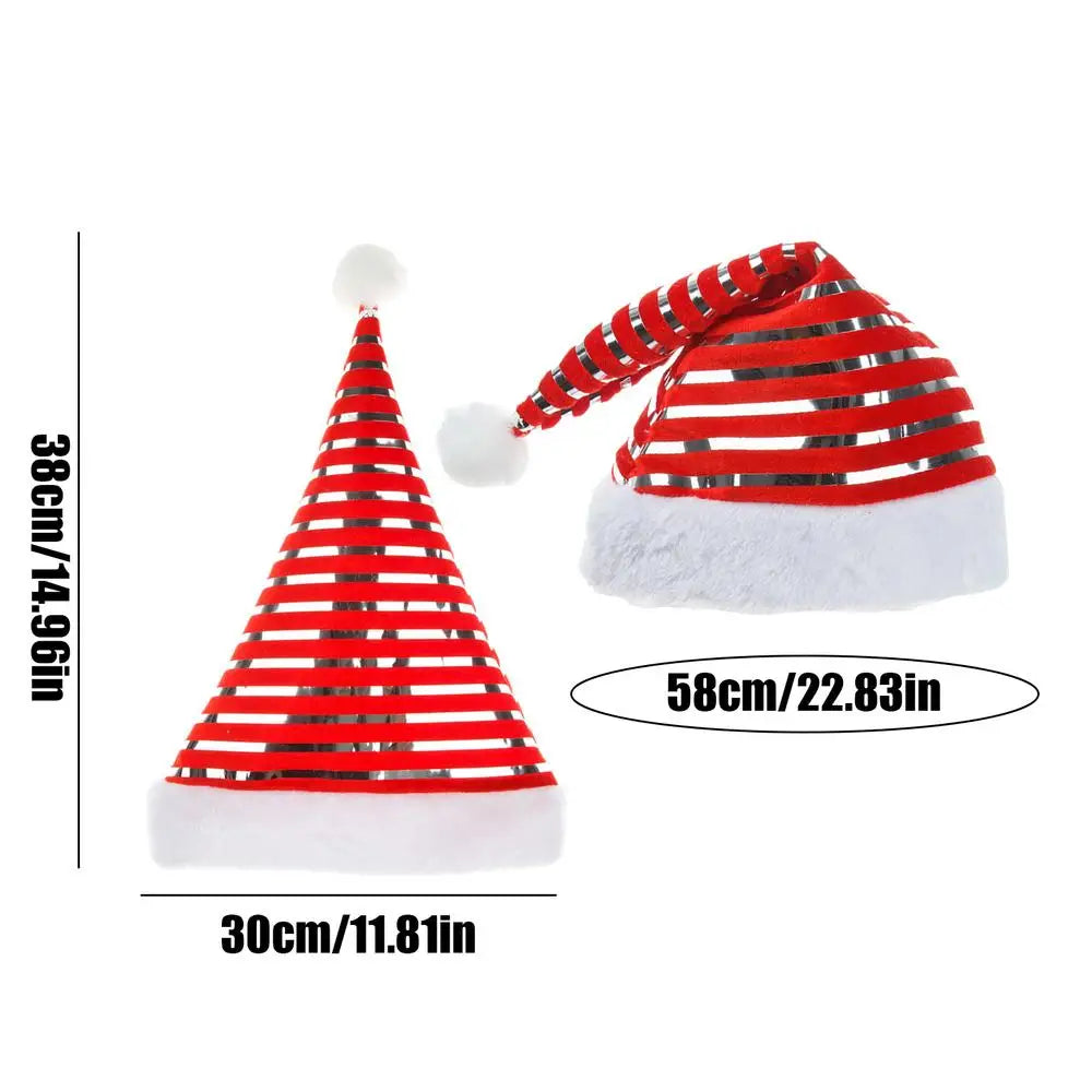 Striped Velvet Santa Hat | Unisex Christmas Hat for Adults & Kids