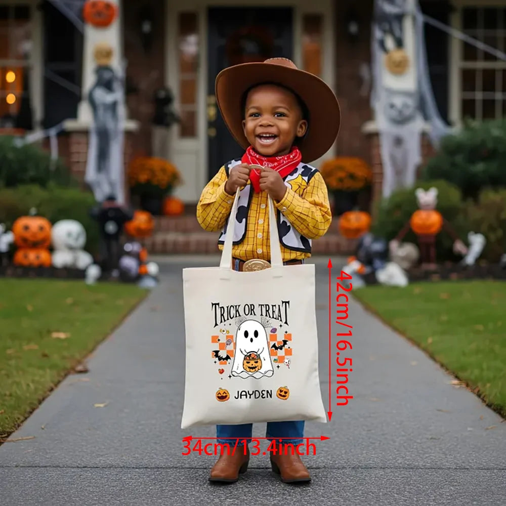 Custom Kids Trick or Treat Bag | Ghost Halloween Candy Bag