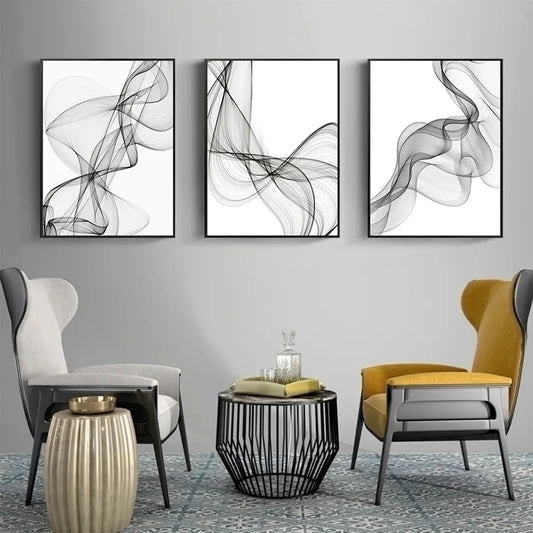 Abstract Geometric Black & White Wavy Canvas Wall Art Print Canvas Wall Art Print Peaceful Pleasures Health and Wellness
