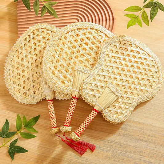 1pc Chinese Hand Woven DIY Home Decoration Heat Dissipation Bedroom Living Room Summer Cooling Weaving Hand Fan Peaceful Pleasures Health and Wellness