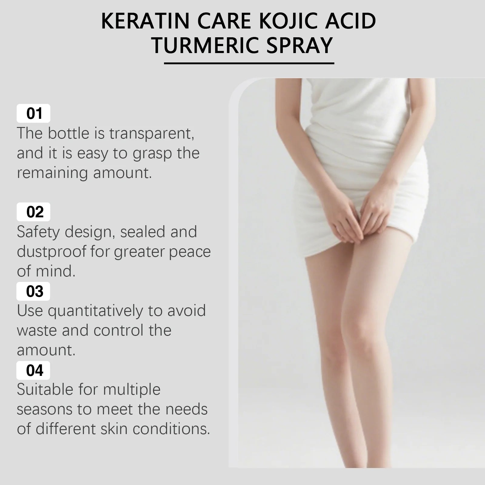 Kojic Acid Turmeric Exfoliating Spray Glowing Soften Dead Skin Cells Brightening Hydrating Improve Dullness Body Smoothing Spray Peaceful Pleasures Health and Wellness