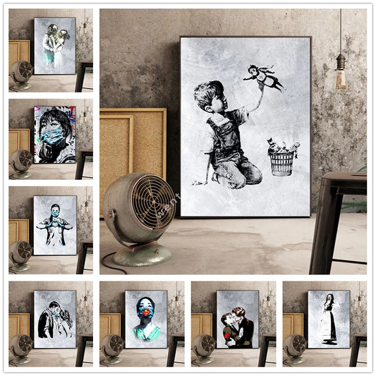 Banksy Game Changer Nurse Tribute Poster Wall Art Canvas Painting Living Room Pictures Bedroom Office Cuadros Home Decoration Peaceful Pleasures Health and Wellness