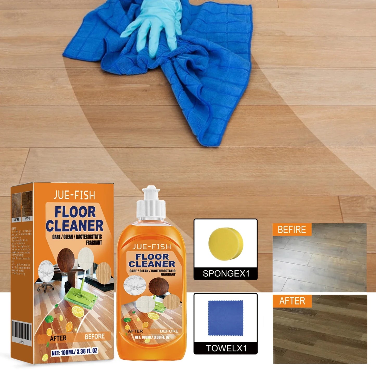 Jue Fish Floor Cleaner – Wood, Tile & Laminate Descaler