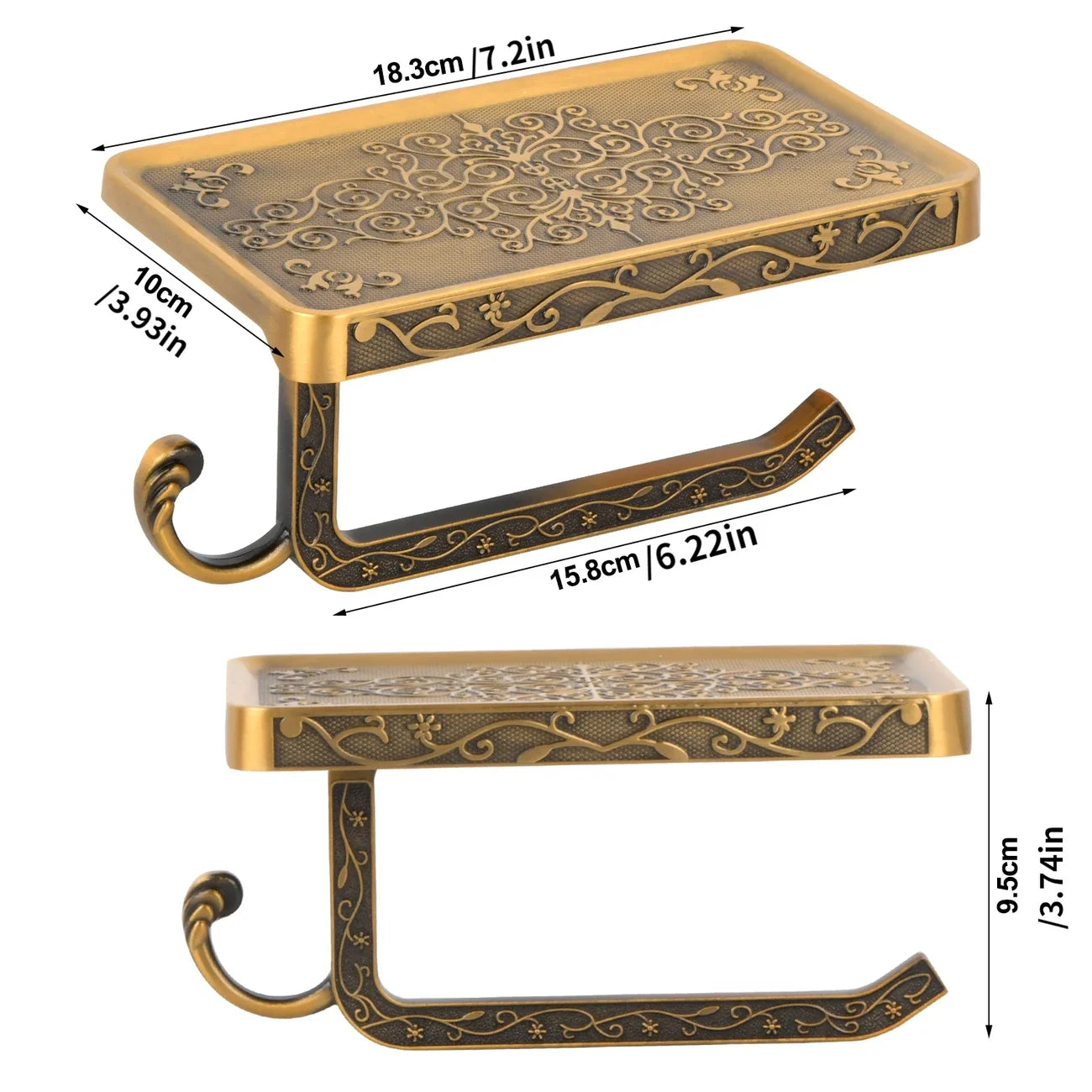 Vintage Carved Wall-Mounted Toilet Paper Holder | Space Aluminum