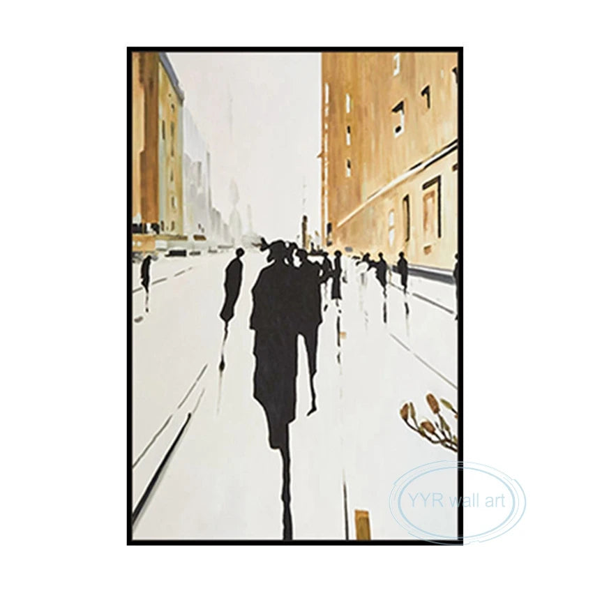 New Abstract Gold Foil Street Scene Oil Painting Custom Wall Art Decoration Hanging Picture High Quality Handmade Canvas Poster Peaceful Pleasures Health and Wellness No frame 2 40cmx100cm