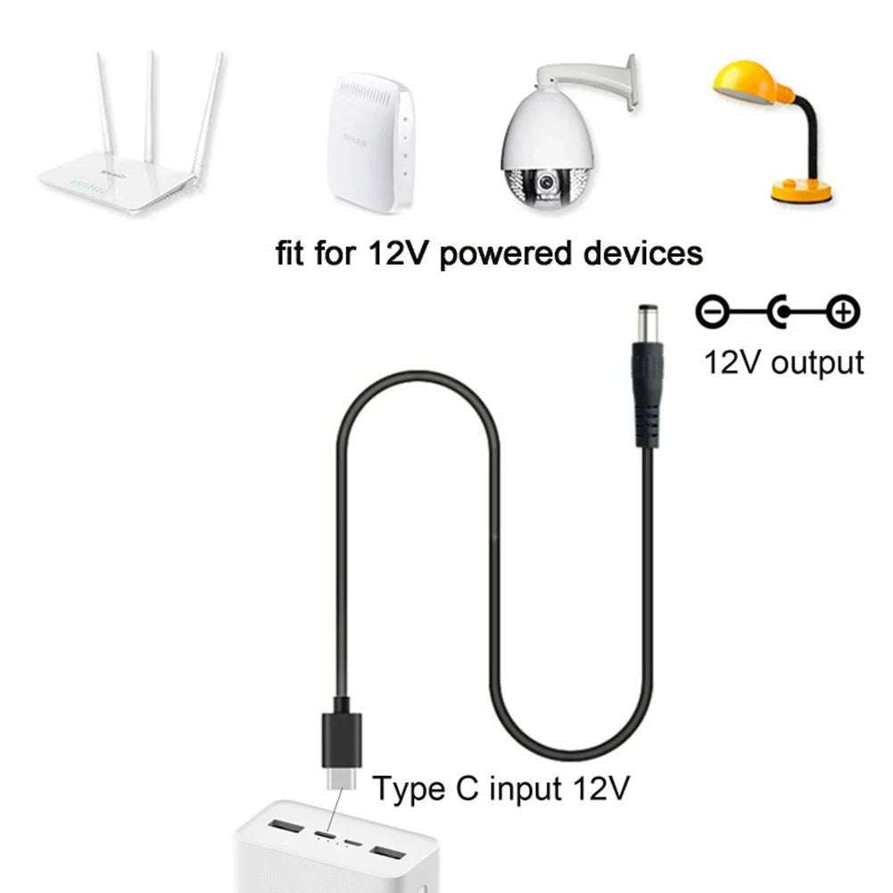 PD 100W USB-C to DC 5525 Power Cable – 9V 12V 15V 20V