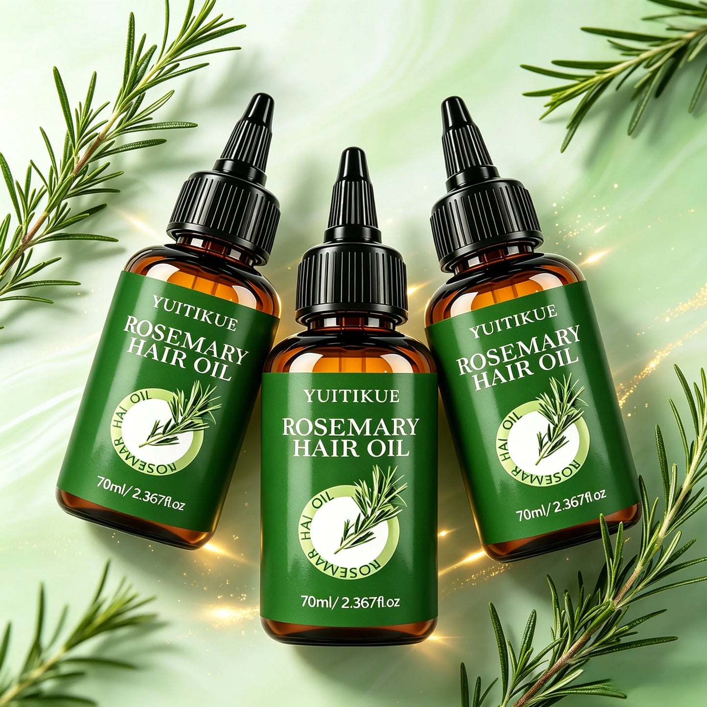YUITIKUE Rosemary Hair Oil – Scalp Nourishment & Less Breakage Rosemary Hair Oil Peaceful Pleasures Health and Wellness 3pc