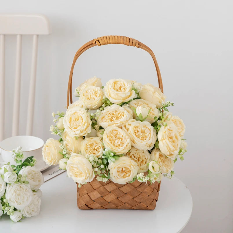 Silk Peony Bouquets 2/4PCS – Artificial Flowers Wedding & Home