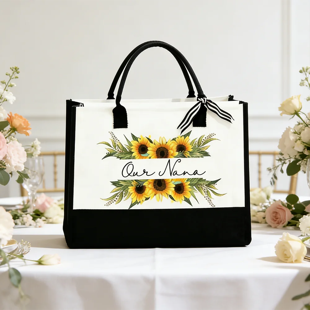 Personalized Sunflower Tote Bag | Gift for Mom, Teacher & Grandma