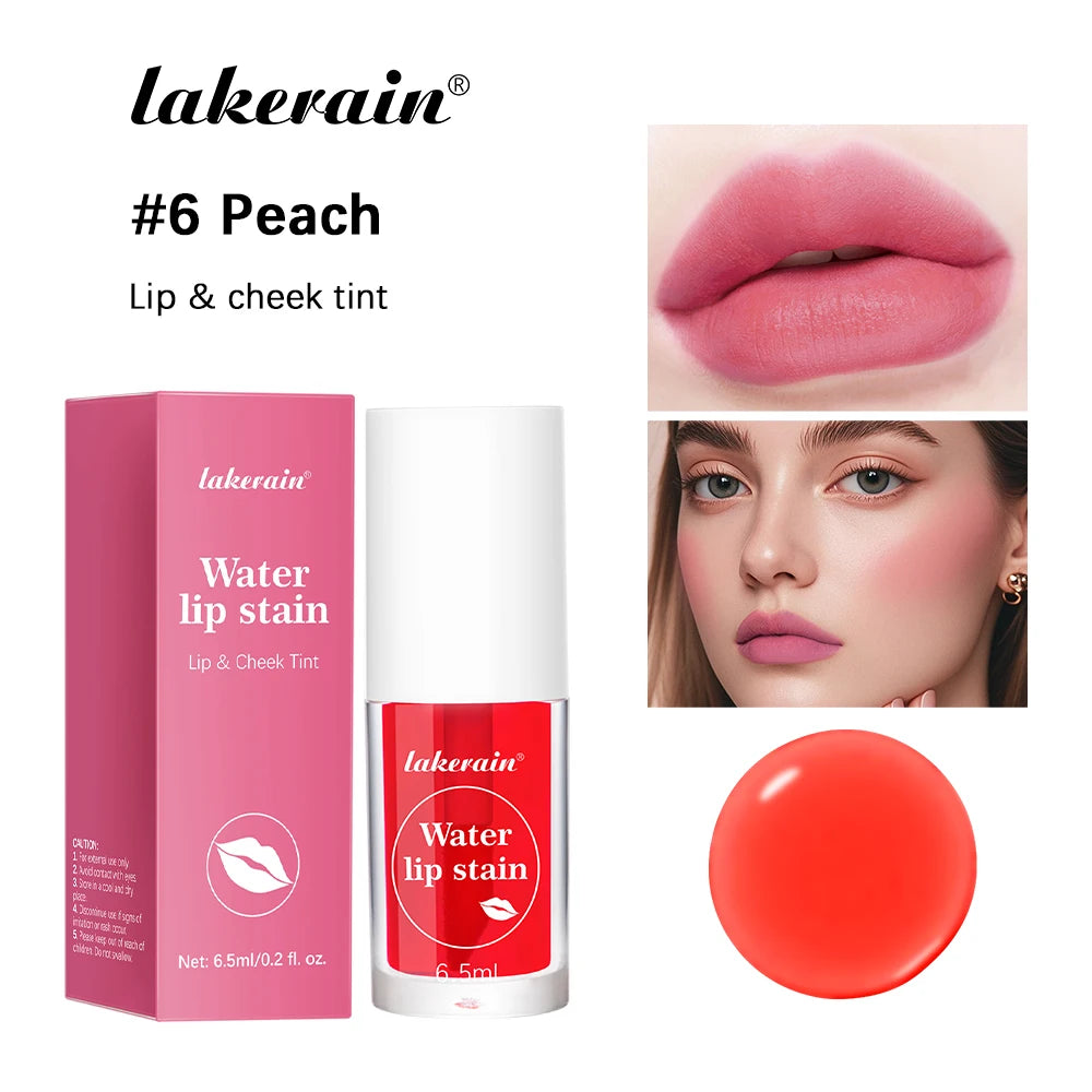 6Colors Water Lip Stain Moisturizing Lip Glaze Long Lasting Lip Ink Face Lip Dual Purpose Waterproof Liquid Cosmetic Makeup Peaceful Pleasures Health and Wellness 6 Peach