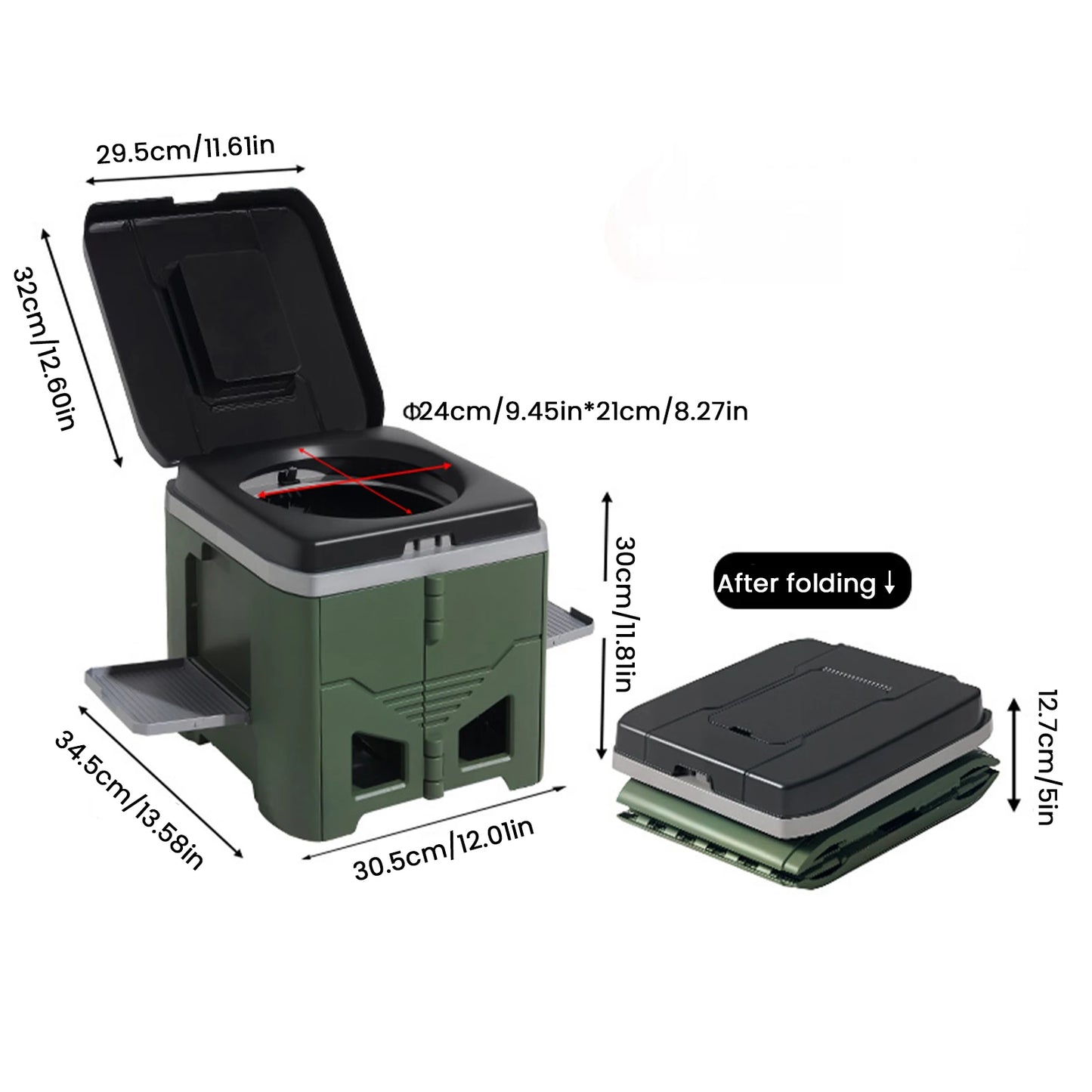 Portable Folding Toilet for Camping Car Outdoor Travel Emergency Commode Potty 150kg Load Capacity for Hiking Long Trip Peaceful Pleasures Health and Wellness