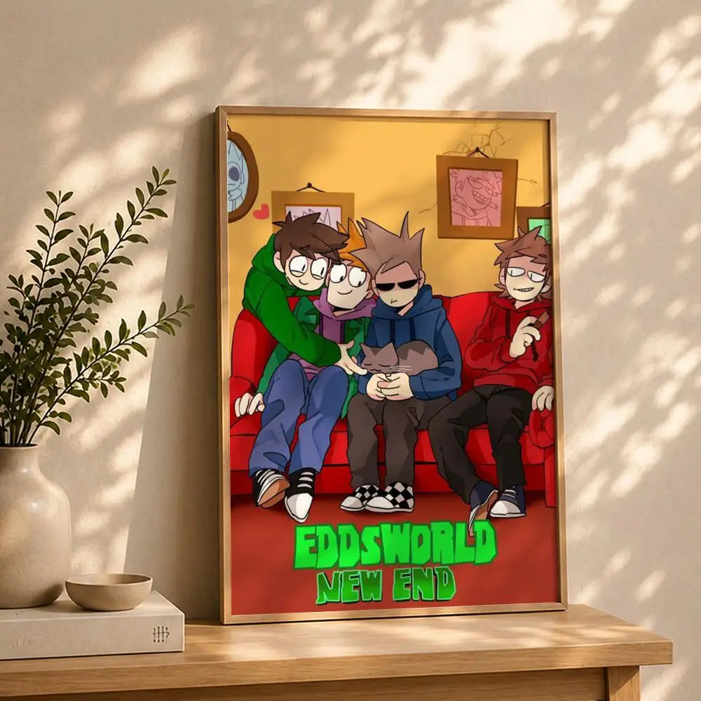 Eddsworld Cartoon Poster HD Self-Adhesive Waterproof Wall Art Wall Art Poster Peaceful Pleasures Health and Wellness White10 21X30cmNoframe