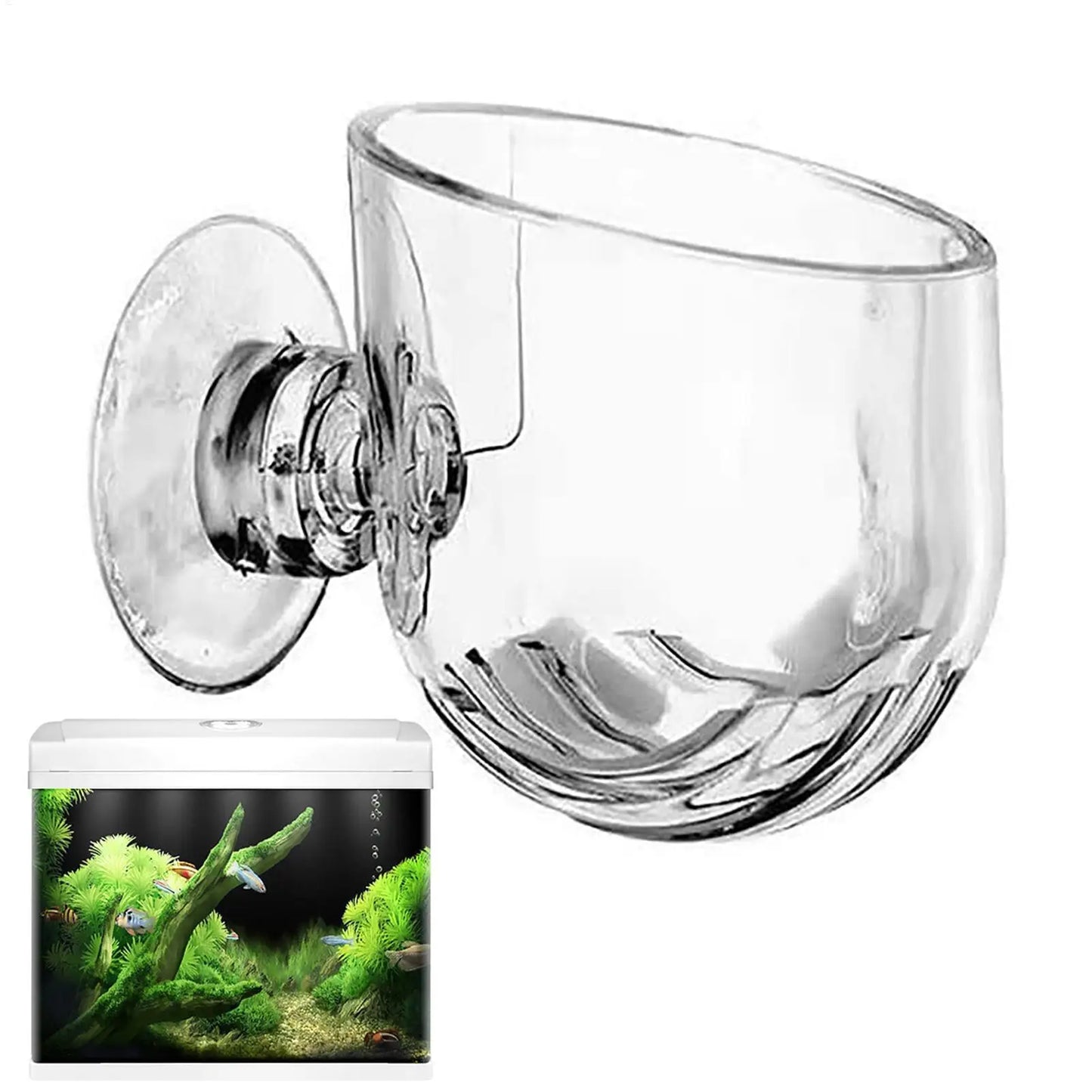 Acrylic Aquarium Plant Cup with Suction Holder | Fish Tank Pot