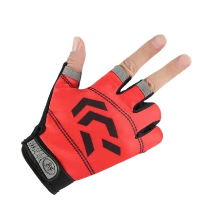 Fishing Flina Gloves for Men and Women Three Fingers Exposed Spring and Summer Breathable Thin Sports Anti-slip Gloves Peaceful Pleasures Health and Wellness Watt Red