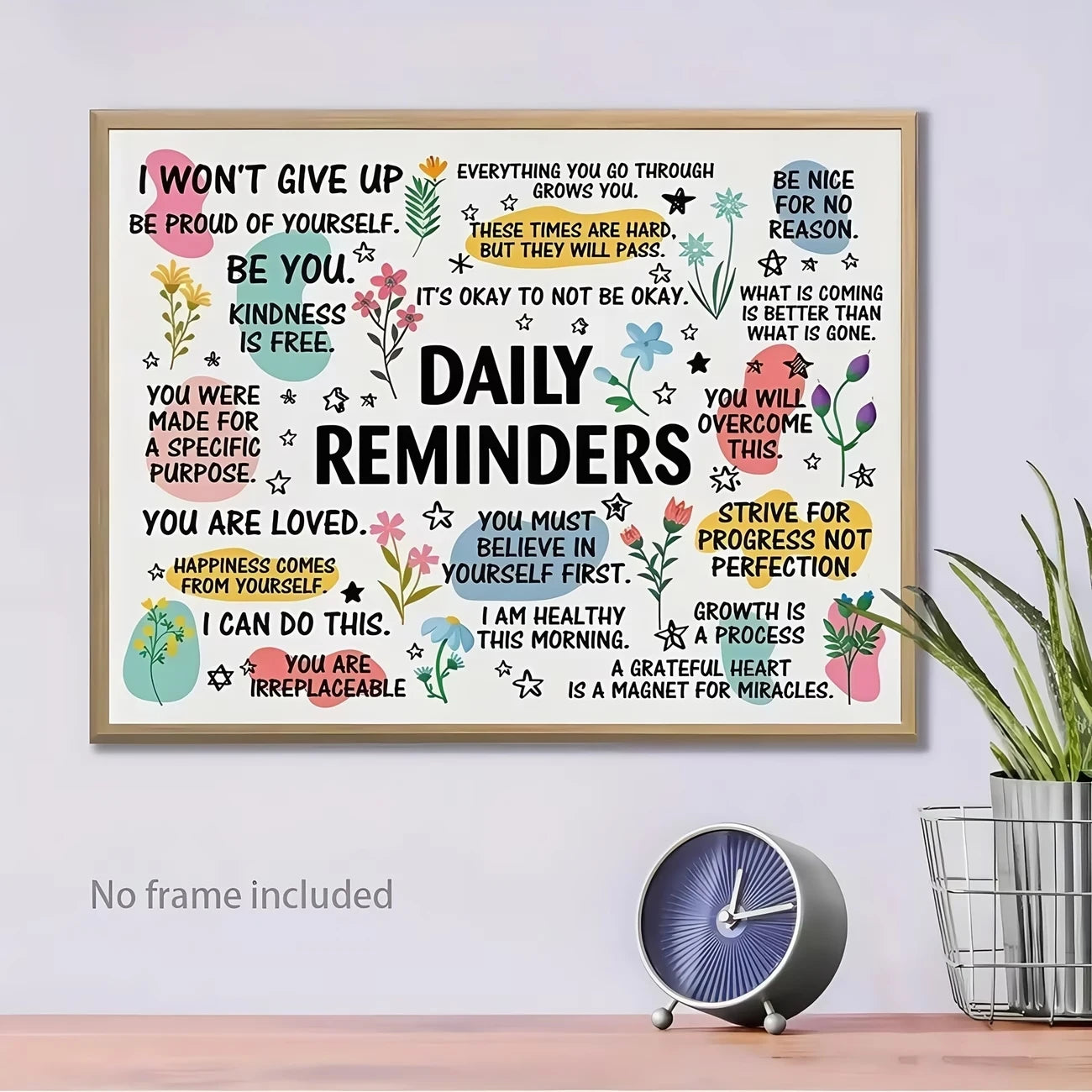 Inspirational Quote Canvas Wall Art Print | Vibrant Letter Design
