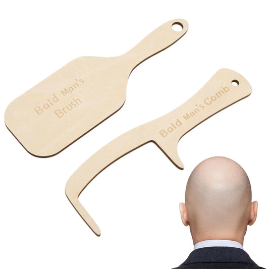 2pcs Funny Bald Man Grooming Tool Novelty Bald Man Hair Comb Hair Brush Buffer Head Polish Shiner Baldness Hairbrushes Gag Gift Peaceful Pleasures Health and Wellness