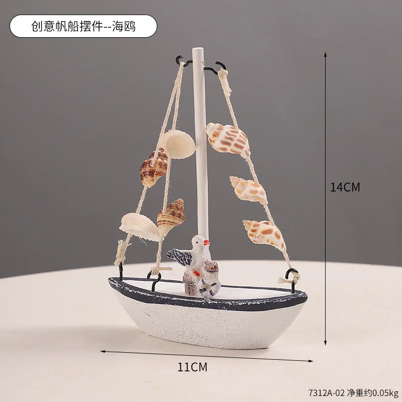 Sailboat Craft Ornament Online Store Photography Prop Cake Decoration Creative Home Mini Sailboat Figurine Desk Decoration decor Peaceful Pleasures Health and Wellness 7312A-02