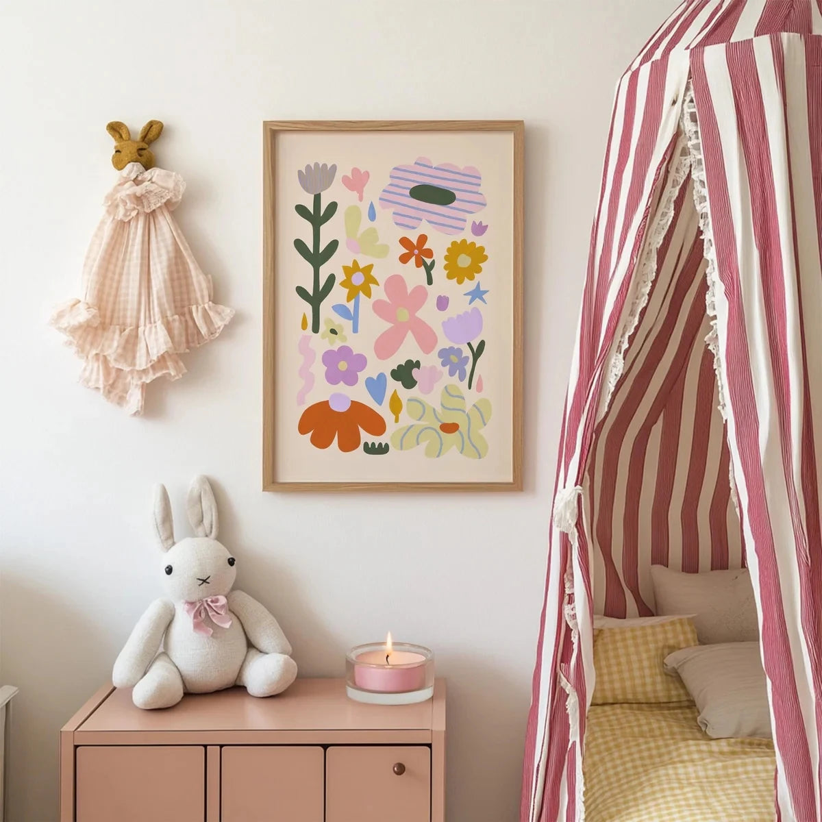 Cartoon Garden Flower Canvas Wall Art Print | Kids Room Decor