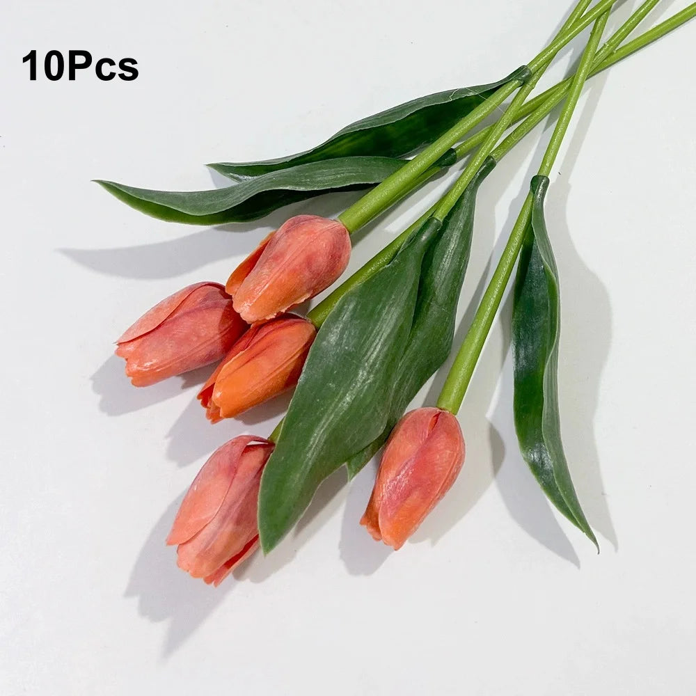 10-Pack Real Touch Artificial Tulips Faux Bouquet | Home & Wedding