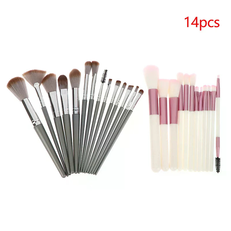 Synthetic Fiber Bristle Makeup Brushes Set, Portable, Foundation Powder, Blush, Concealer, 14Pcs Peaceful Pleasures Health and Wellness